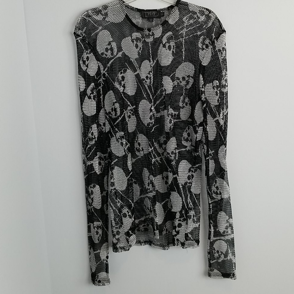 TRIPP NYC Gothic SKULLS Mesh Long Sleeve Top 2X